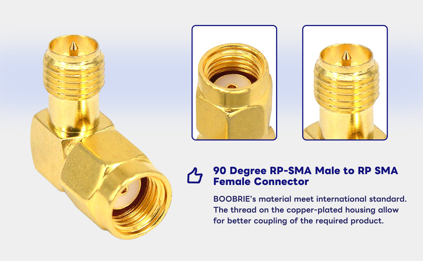 Boobrie 90 Degree Reverse Polarity SMA Coax Adapter RP SMA Male to RP-SMA Female Right Angle Connector for Audio FPV Drone Antennas Radio Video 2-Pack