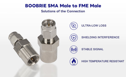 Boobrie 2-Pack SMA Male to FME Male Coaxial Connector SMA to FME RF Coax Connector 4G Antenna Adapter for Booster Antenna GPS Antenna