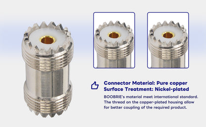 Boobrie 2-Pack SO239 Barrel Adapter UHF Female to Female Coax Coaxial Connector PL259 Coupler UHF Double Female Cable Connector for CB Ham Radio WiFi Antenna SWR Meter