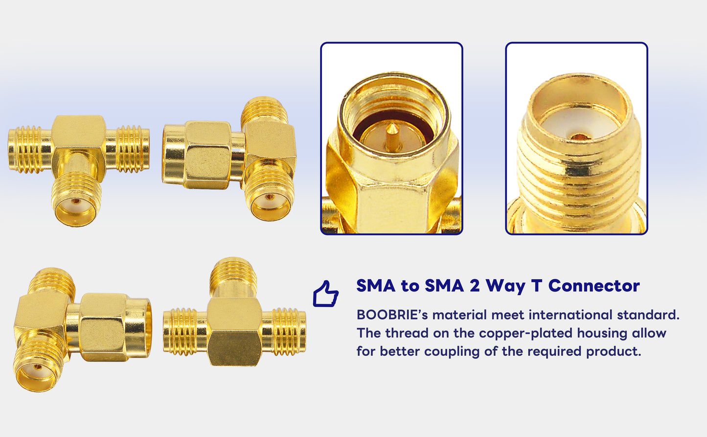 Boobrie 4PCS SMA Connectors kit 2 Type SMA Adapter Splitter 2-Way SMA Male to Dual Female+SMA Female to Dual Female Splitter Antenna Adapter Converter for FPV Antennas Radio Baofeng Yaesu IP Camer