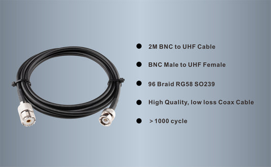 Boobrie BNC Male to SO239 Cable RG58 6.56Ft UHF Female to BNC Male Coax Cable PL-259 SO-239 to BNC Jumper Pigtail Extension Cable for Antenna Scanner CB Antenna Ham Radio Walkie Talkie