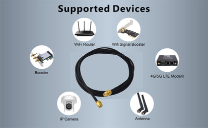 Boobrie RP-SMA Coaxial Cable 6.5ft/2M RG174 Cable RP SMA Male to RP SMA Female Low Loss Antenna Cable RP SMA Extension Cable for WIFI Antenna 4G etc, RG174 RP SMA Cable Male to Female Coax Cable