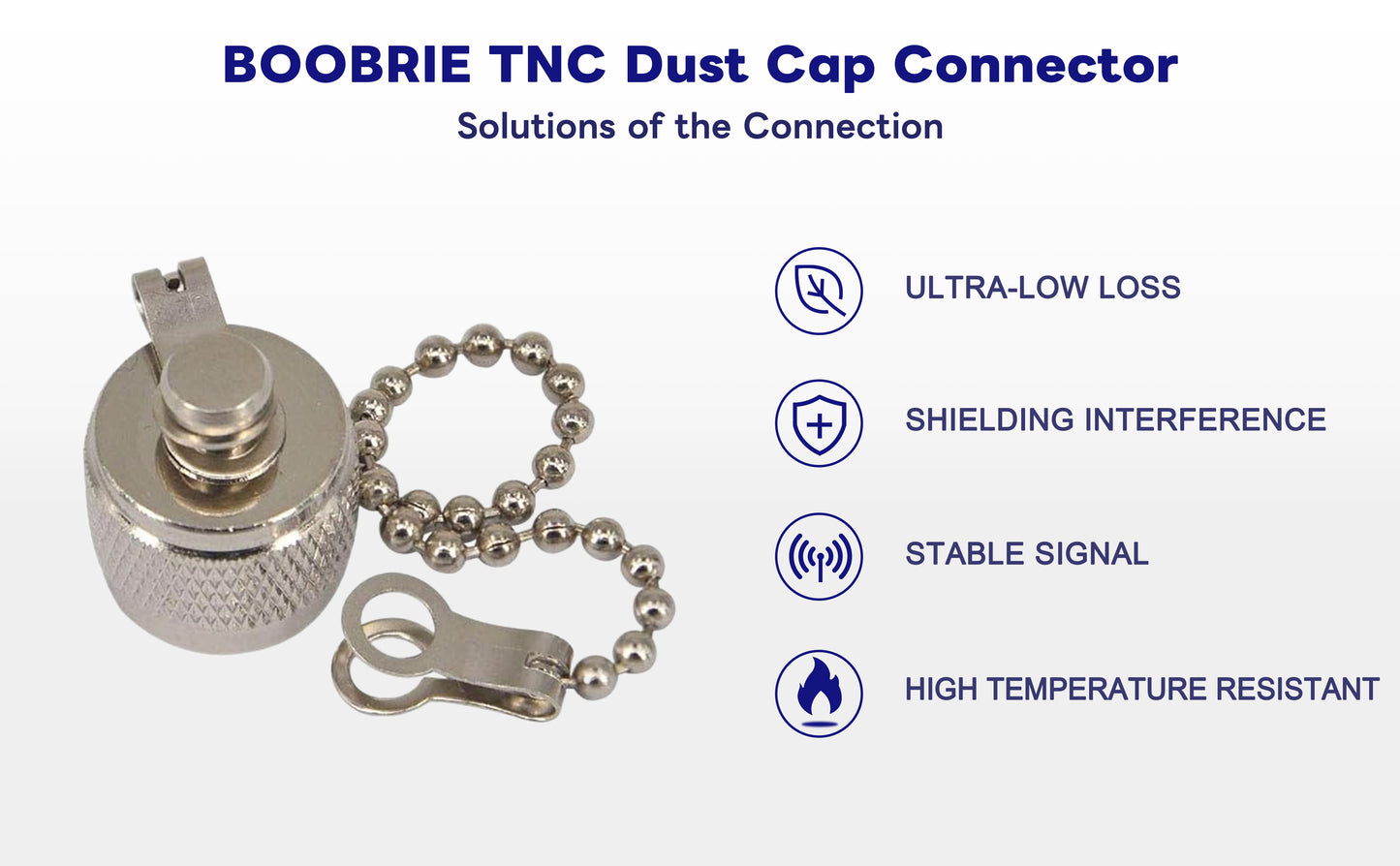 BOOBRIE RF Connector Accessories TNC Coax Cap TNC Dust Cap Protective Cover with Chain Nickel-Plated for TNC Male Jack Connector Pcak of 2