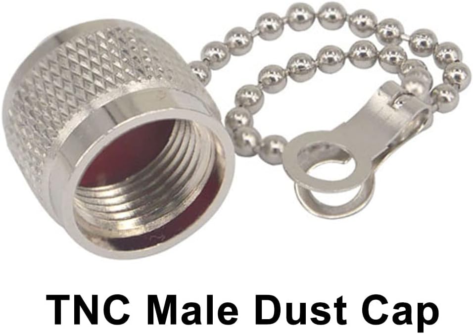 BOOBRIE RF Connector Accessories TNC Coax Cap TNC Dust Cap Protective Cover with Chain Nickel-Plated for TNC Male Jack Connector Pcak of 2