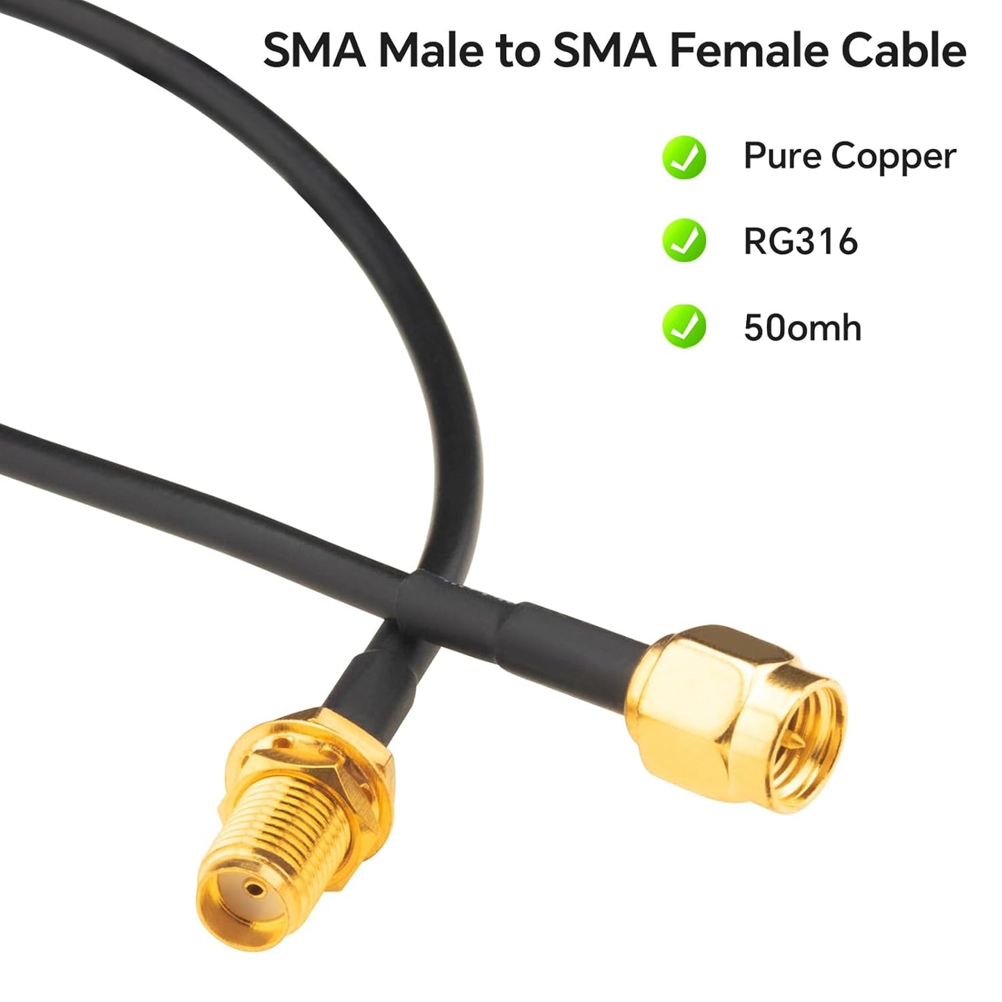 Boobrie SMA WiFi Antenna Cable 9.84Ft SMA Male to SMA Female Bulkhead Mount RG174 Cable SMA Extension Coax Cable for 3G 4G LTE Antenna, Antenna, Wireless LAN Devices