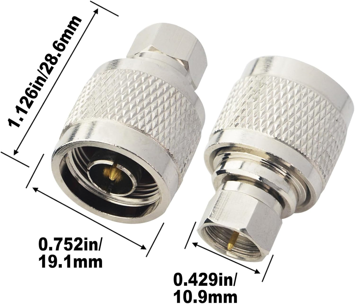 BOOIBRIE 2-Pack N Type to F-Type Coax Connector N Male to F Male RF Coaxial Adapter N-Type Male to F Type Male Antenna Adapter for Antenna Booster Systems WiFi Radios