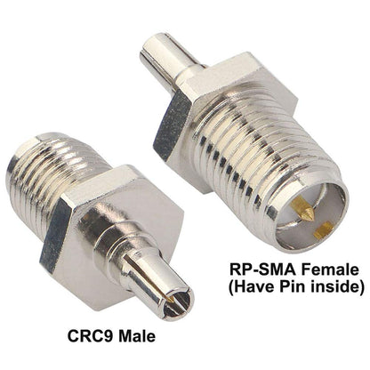 Boobrie 2PCS CRC9 RP SMA Coaxial Connector RP-SMA Female to CRC9 Male Adapter RF Coax Connector for Antennas/4G Router/UMTS Mobile Broadband/Wireless LAN Devices/Wi-Fi Radios