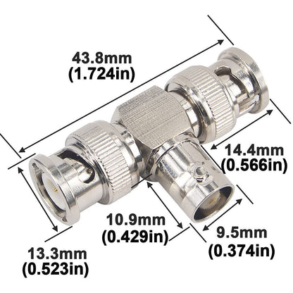 Boobrie 2-Pack BNC Female to Dual BNC Male BNC Splitter 3 Way Video Connector BNC T-Shape Triple Tee Adapter 1 in 2 Out for CCTV Camera Wireless Devices