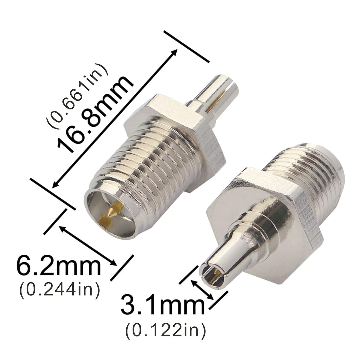 Boobrie 2PCS CRC9 RP SMA Coaxial Connector RP-SMA Female to CRC9 Male Adapter RF Coax Connector for Antennas/4G Router/UMTS Mobile Broadband/Wireless LAN Devices/Wi-Fi Radios