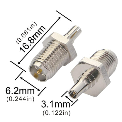 Boobrie 2PCS CRC9 RP SMA Coaxial Connector RP-SMA Female to CRC9 Male Adapter RF Coax Connector for Antennas/4G Router/UMTS Mobile Broadband/Wireless LAN Devices/Wi-Fi Radios