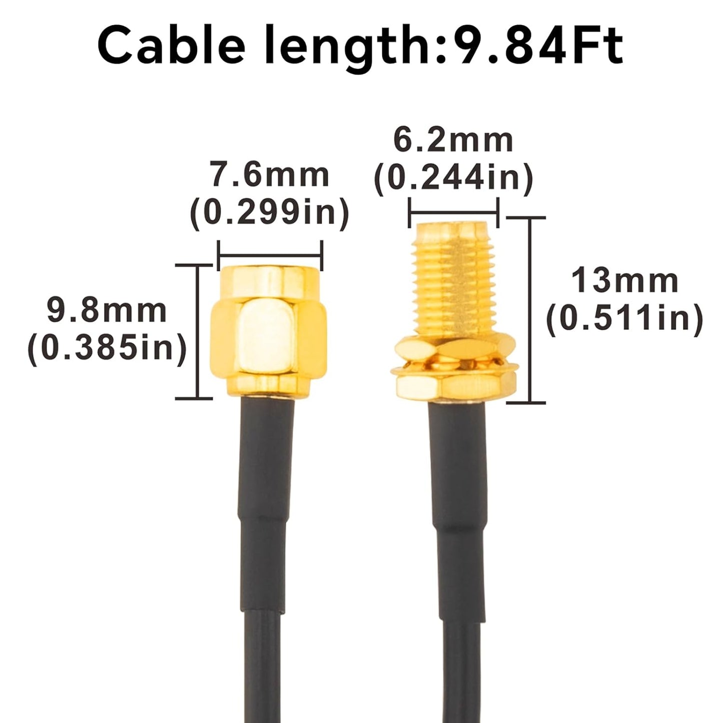 Boobrie SMA WiFi Antenna Cable 9.84Ft SMA Male to SMA Female Bulkhead Mount RG174 Cable SMA Extension Coax Cable for 3G 4G LTE Antenna, Antenna, Wireless LAN Devices