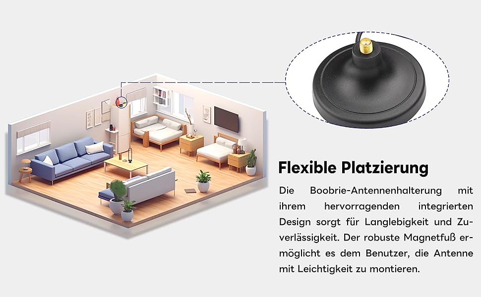BOOBRIE 0-3000 MHz Antenna SMA Socket Magnetic Antenna Mount for WiFi/LTE 4G/GSM Suction Cup Antenna 1.6 m (≈ 5.25 ft) RG174 SMA Male Plug Extension Coaxial Cable Connector
