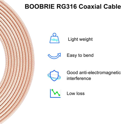 BOOBRIE 2-Pack BNC SDI Cable 5.9inch BNC Male to BNC Female RG316 Coaxial Cable 50 Ohm BNC Pigtail Jumper Cable for Antenna,Video Signals,CCTV,DVR,Camera