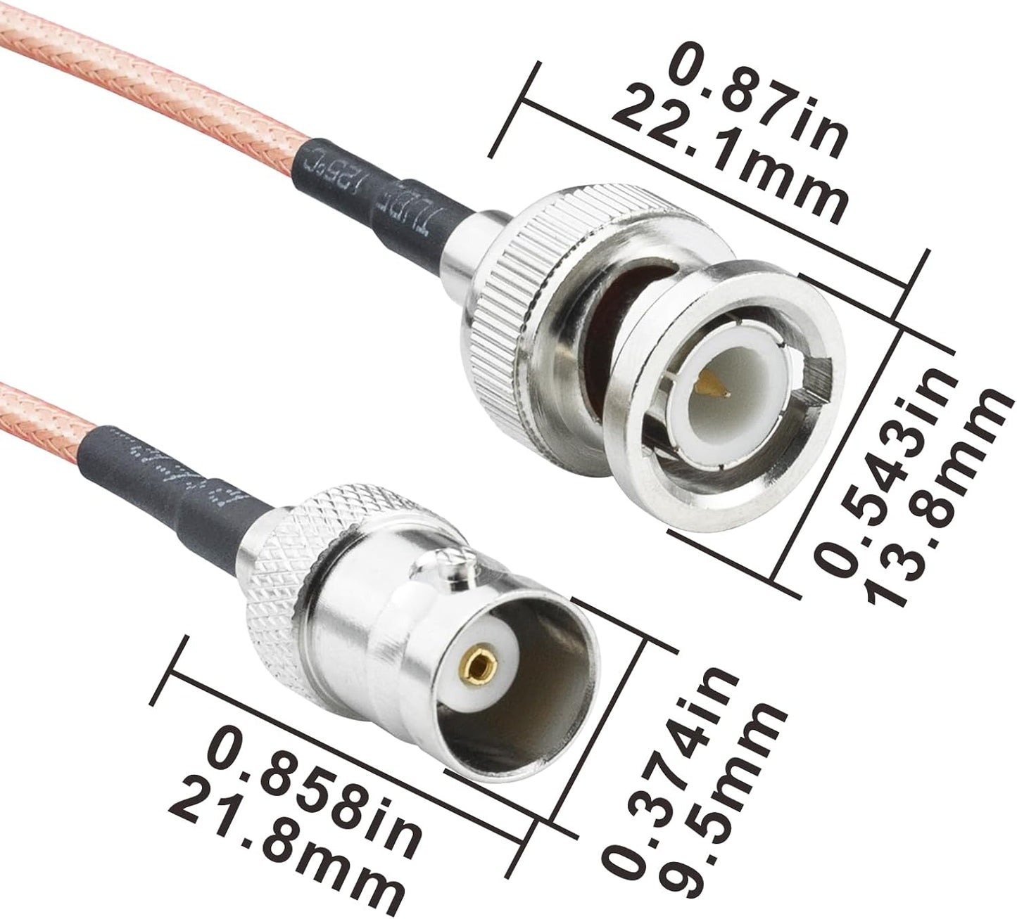 BOOBRIE 2-Pack BNC SDI Cable 5.9inch BNC Male to BNC Female RG316 Coaxial Cable 50 Ohm BNC Pigtail Jumper Cable for Antenna,Video Signals,CCTV,DVR,Camera