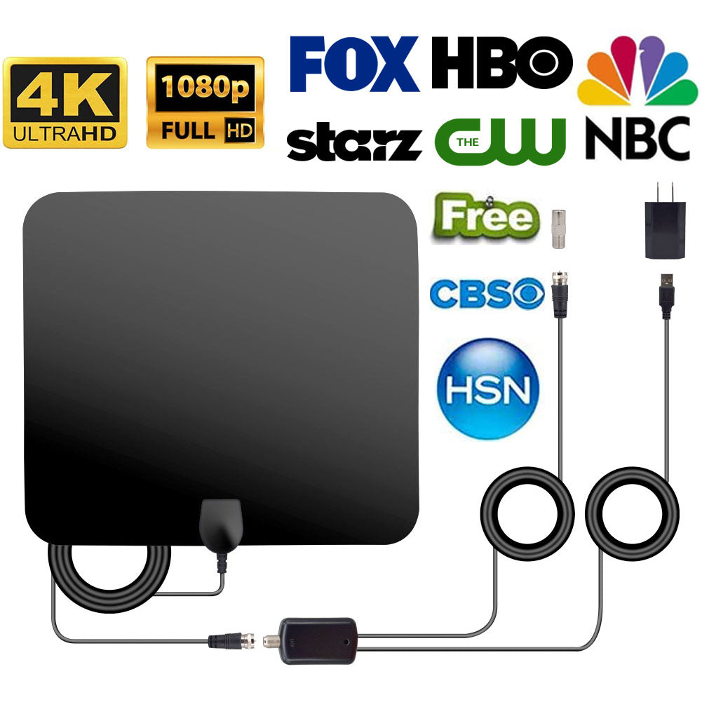 BOOBRIE Indoor TV Antenna HD Digital Indoor Amplifier 100 Miles Range with 13ft Coax HDTV Cable -Support 4K 1080p Local Channels for HD Smart TV Fire Stick and All Old TVs