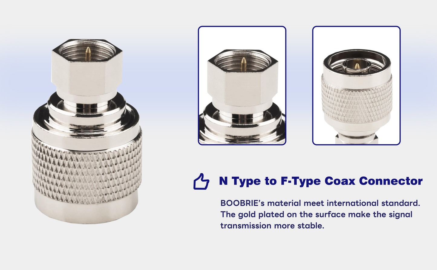 BOOIBRIE 2-Pack N Type to F-Type Coax Connector N Male to F Male RF Coaxial Adapter N-Type Male to F Type Male Antenna Adapter for Antenna Booster Systems WiFi Radios