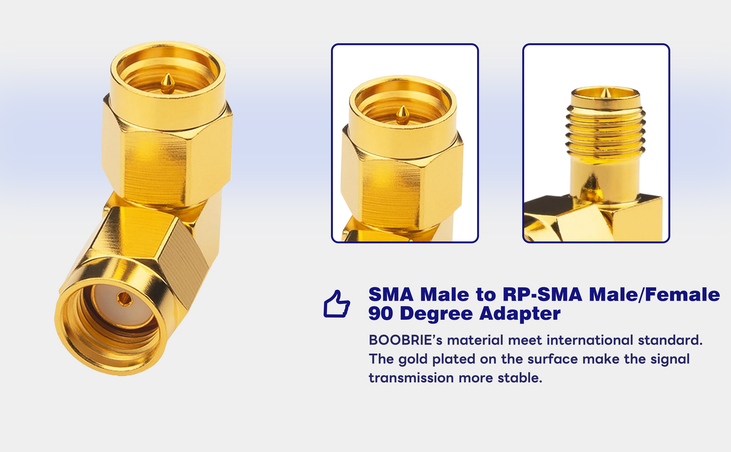 Boobrie SMA Male Right Angle Connector Kit SMA MAle to RP-SMA Male/Female 90 Degree Adapter Upgrated SMA Elbow RF Coax Connector DC-18GHz VSWR ≤1.15 for FPV Drone Signal Booster Wireless 4PCS 2 Set