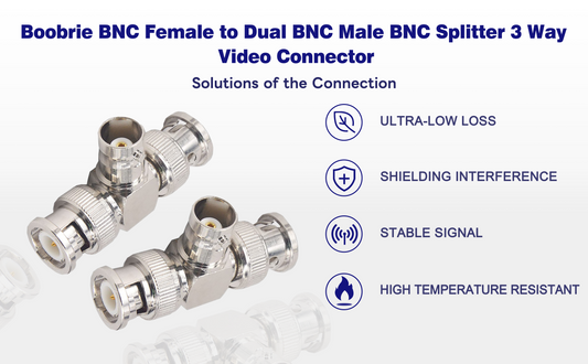 Boobrie 2-Pack BNC Female to Dual BNC Male BNC Splitter 3 Way Video Connector BNC T-Shape Triple Tee Adapter 1 in 2 Out for CCTV Camera Wireless Devices