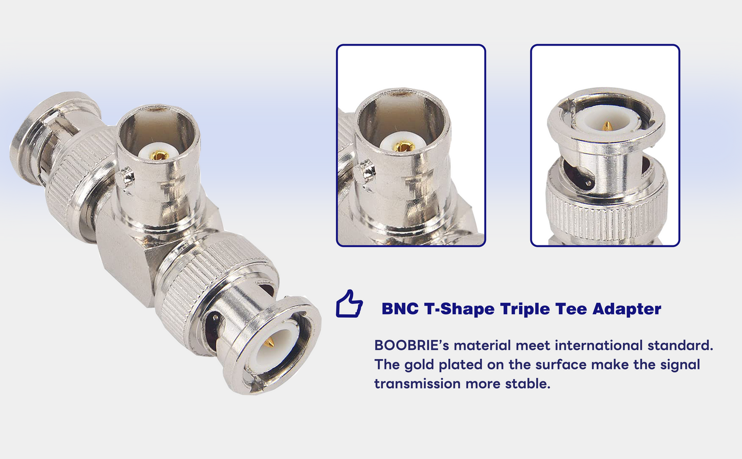 Boobrie 2-Pack BNC Female to Dual BNC Male BNC Splitter 3 Way Video Connector BNC T-Shape Triple Tee Adapter 1 in 2 Out for CCTV Camera Wireless Devices