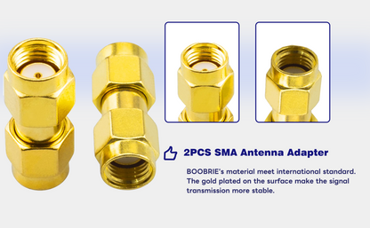 BOOBRIE 2-Pack SMA Antenna Adapter RP-SMA Male(No Pin) to RP SMA Male (Hole) Connector RF Reverse Polarity SMA Male Gender Changer Adapter for FPV Drone Wi-Fi Antenna Radio