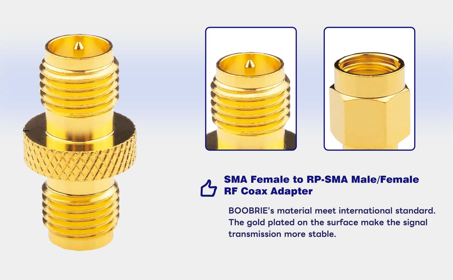 Boobrie 4PCS RP-SMA Connector Kit RP SMA SMA Upgrade Gender Changer SMA Female to RP-SMA Male/Female RF Coax Adapter 2 Set DC-18GHz VSWR ≤1.15 SMA to RP SMA for FPV Antennas WiFi Router Signal Booster