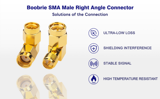 Boobrie SMA Male Right Angle Connector Kit SMA MAle to RP-SMA Male/Female 90 Degree Adapter Upgrated SMA Elbow RF Coax Connector DC-18GHz VSWR ≤1.15 for FPV Drone Signal Booster Wireless 4PCS 2 Set