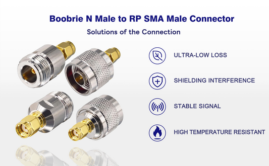 Boobrie N Male to RP SMA Male Connector N Female to RP SMA Male Connector 4PCS N to RP-SMA Male Connector Kit RP-SMA to N Type for WiFi Antenna CB Radio Antenna Broadcast Transmitter Netgear TP-Link