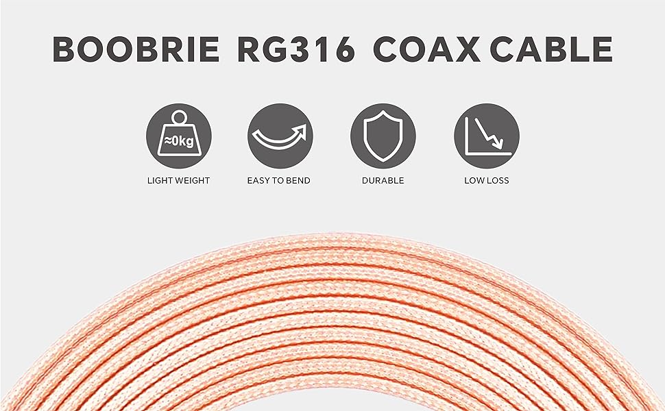 BOOBRIE SMA Male to Male Pigtail Cable 15CM SMA WiFi Antenna Cable SMA Male to SMA Male Extension Cable RG316 WiFi Wireless Jumper Low Loss SMA Male Lead for SDR Baofeng FPV FCC Emissions Testing 2PCS