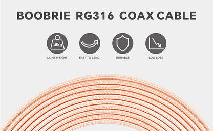 BOOBRIE SMA Male to Male Pigtail Cable 15CM SMA WiFi Antenna Cable SMA Male to SMA Male Extension Cable RG316 WiFi Wireless Jumper Low Loss SMA Male Lead for SDR Baofeng FPV FCC Emissions Testing 2PCS