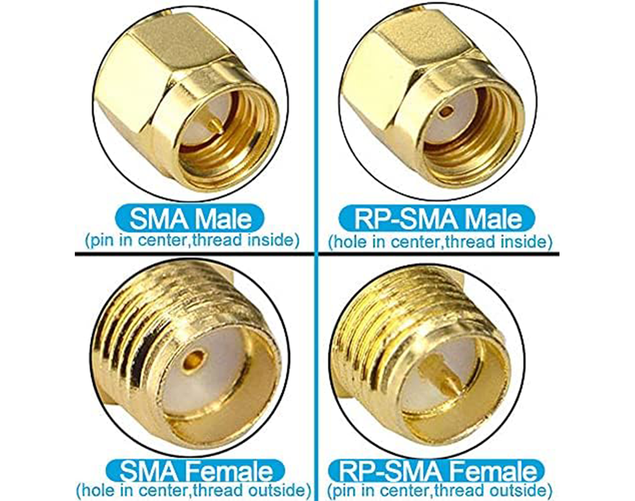 BOOBRIE 2-Pack SMA Antenna Adapter RP-SMA Male(No Pin) to RP SMA Male (Hole) Connector RF Reverse Polarity SMA Male Gender Changer Adapter for FPV Drone Wi-Fi Antenna Radio