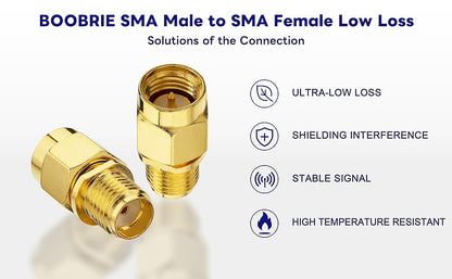 Boobrie SMA Male to Female Adapter SMA Male to SMA Female Bulkhead SMA Coaxial Adapter Low Loss WiFi SMA Connector for SMA FPV Antenna Extension Cable FPV Drone Signal Booster Wi-Fi LMR Pack of 2