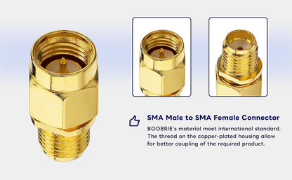 Boobrie SMA Male to Female Adapter SMA Male to SMA Female Bulkhead SMA Coaxial Adapter Low Loss WiFi SMA Connector for SMA FPV Antenna Extension Cable FPV Drone Signal Booster Wi-Fi LMR Pack of 2