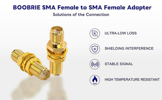 Boobrie SMA Female to SMA Female Adapter SMA Female to Female Connector Bulkhead Panel Mount SMA 4G Antenna Jack Adapter RF Female Coaxial for Antennas WiFi GPS Antenna Wireless LAN Devices Pack of 2