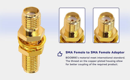 Boobrie SMA Female to SMA Female Adapter SMA Female to Female Connector Bulkhead Panel Mount SMA 4G Antenna Jack Adapter RF Female Coaxial for Antennas WiFi GPS Antenna Wireless LAN Devices Pack of 2