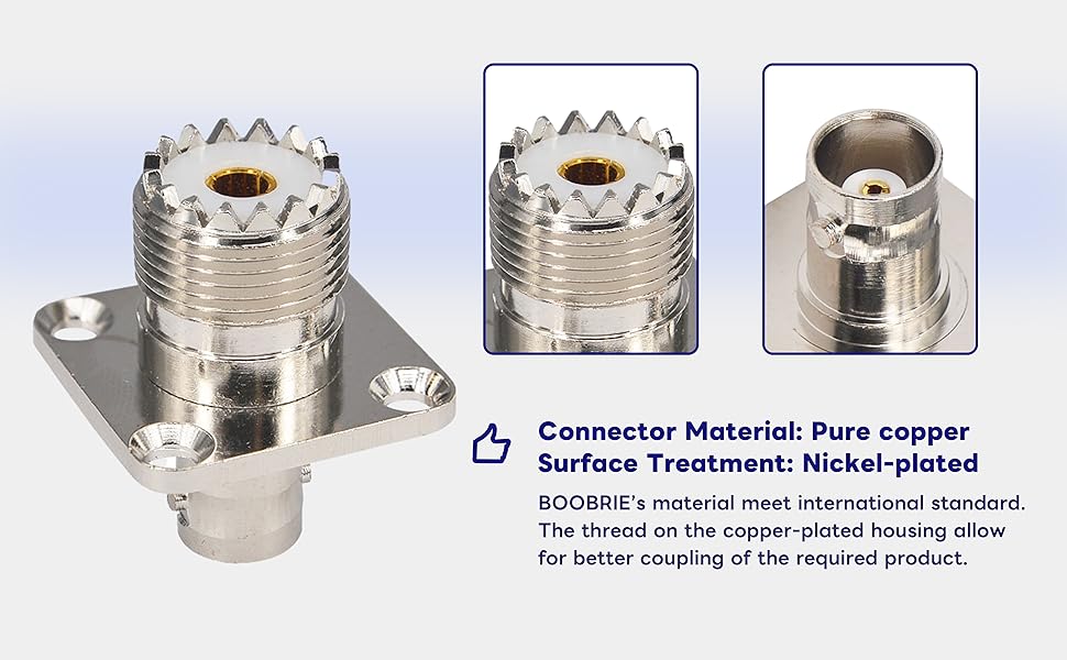 Female SO239 4 Hole Flange Panel Mount Connector RF Coax Adapter Female to Female Coaxial Cable Connector BNC Jack to UHF Jack Solder Adapter Pack of 2