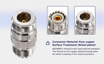 Boobrie 2PCS N Female to UHF Female SO-239 Connector RF Coaxial Adapter N to SO-239 UHF Female Jack Straight for WiFi Antenna, CB Radio, Analyzer, Coaxial Cable