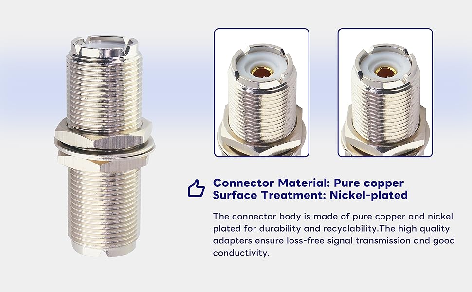 Boobrie SO239 to SO239 Bulkhead Connector UHF Female SO239 Female Connector RF UHF Coax Adapter UHF Female to UHF Female Coaxial Connector Low Loss UHF Female to Female Coax Adapter 4.5 cm Pack of 2