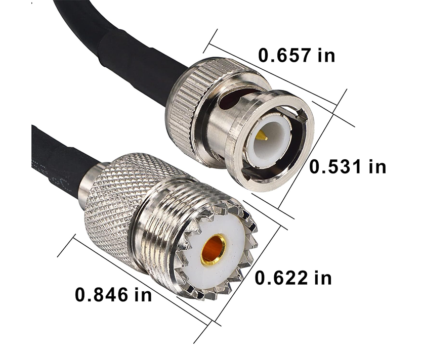 Boobrie BNC Male to SO239 Cable RG58 6.56Ft UHF Female to BNC Male Coax Cable PL-259 SO-239 to BNC Jumper Pigtail Extension Cable for Antenna Scanner CB Antenna Ham Radio Walkie Talkie