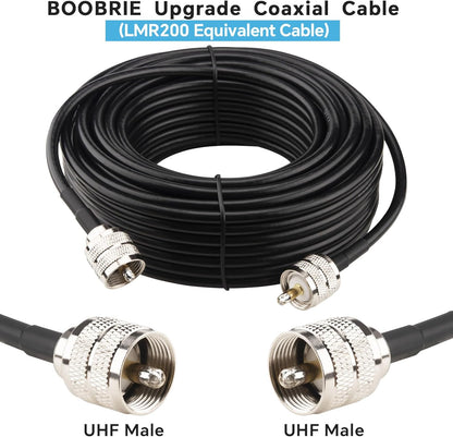 Boobrie Upgraded UHF PL259 Cable 49.2ft UHF Male to Male Cable CB Coax Cable Low Loss UHF PL259 Extension Cable for CB Ham Radio, Antenna| LMR200 Equivalent, better than RG58