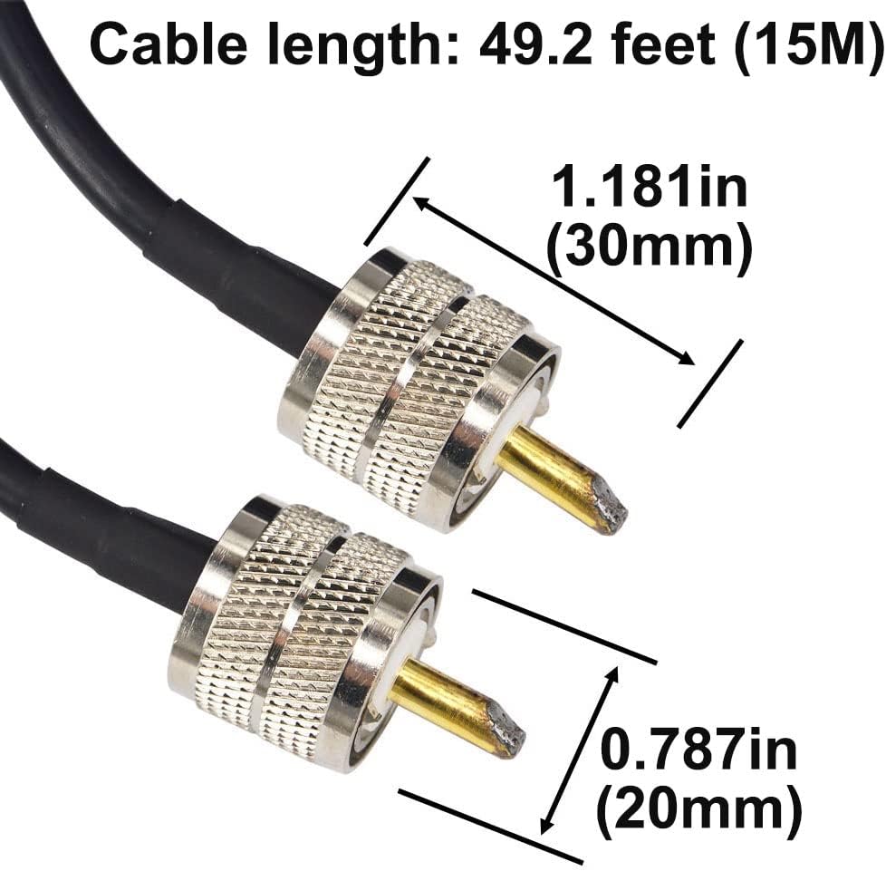 Boobrie Upgraded UHF PL259 Cable 49.2ft UHF Male to Male Cable CB Coax Cable Low Loss UHF PL259 Extension Cable for CB Ham Radio, Antenna| LMR200 Equivalent, better than RG58