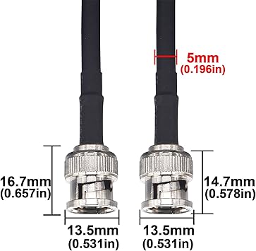 BOOBRIE 5.9ft/1.8M RG58 BNC to BNC Cable BNC Male to Male Jumper Cable BNC Extension Adapter Connector for Cameras and Video Equipment, Ham or Handheld Radios, Scanner, Oscilloscope, SDR, CCTV Systems