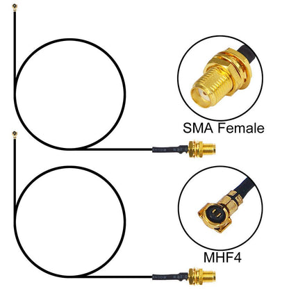 BOOBRIE 25CM MHF4 IPEX UFL IPX to SMA Female Mini PCI Pigtail to SMA Antenna WiFi Cable 0.81mm for PCI WiFi Card Wireless Router Mini PCI to PCIE Card Wireless LAN WLAN 2PCS