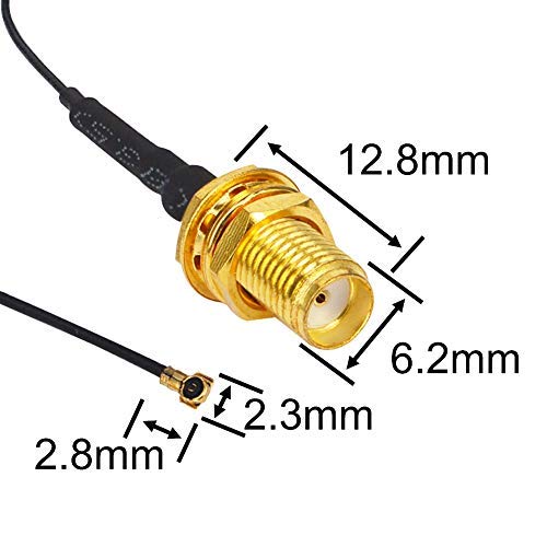 BOOBRIE 25CM MHF4 IPEX UFL IPX to SMA Female Mini PCI Pigtail to SMA Antenna WiFi Cable 0.81mm for PCI WiFi Card Wireless Router Mini PCI to PCIE Card Wireless LAN WLAN 2PCS