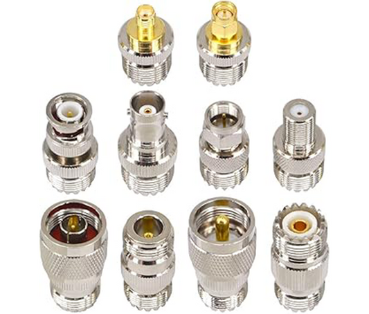 Boobrie 10PCS RF Coaxial Connector Sets UHF Adapter Kit UHF Female Connector UHF to SMA/UHF to BNC/UHF to N/UHF to F Adapter UHF Cable Connector Female to Female Cable Connectors SO239 Connector