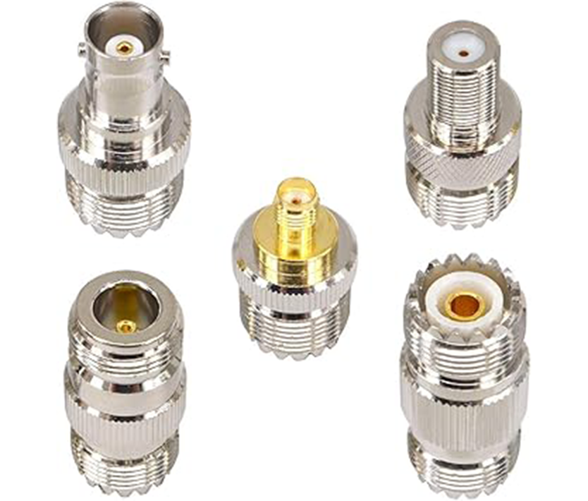 Boobrie 10PCS RF Coaxial Connector Sets UHF Adapter Kit UHF Female Connector UHF to SMA/UHF to BNC/UHF to N/UHF to F Adapter UHF Cable Connector Female to Female Cable Connectors SO239 Connector