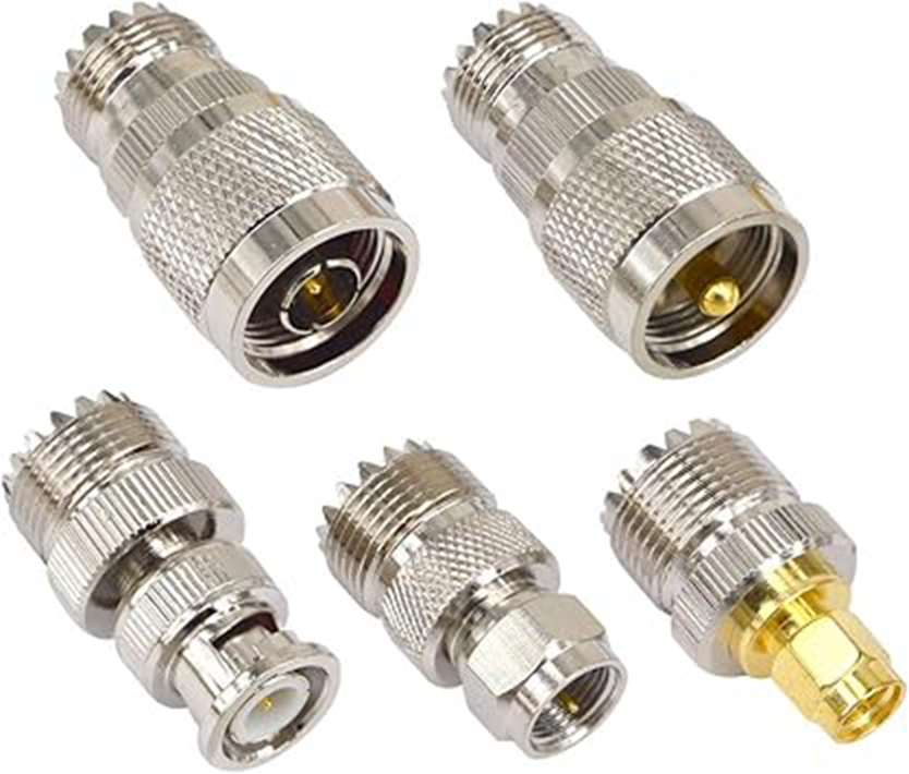 Boobrie 10PCS RF Coaxial Connector Sets UHF Adapter Kit UHF Female Connector UHF to SMA/UHF to BNC/UHF to N/UHF to F Adapter UHF Cable Connector Female to Female Cable Connectors SO239 Connector