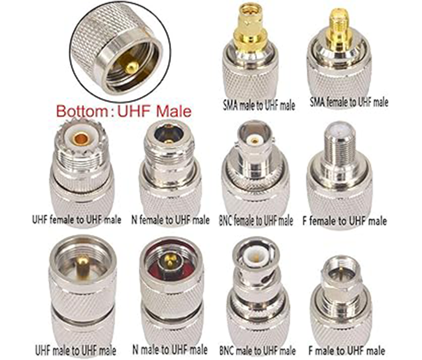 Boobrie 20PCS RF Coaxial Connector Kit UHF Adapter Set UHF Connector Kit SO239 PL259 UHF to SMA/UHF to BNC/UHF to N/UHF to F Adapter Female to Female Coaxial Connector Male to Female Coax Adapters