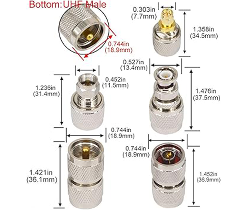 Boobrie 20PCS RF Coaxial Connector Kit UHF Adapter Set UHF Connector Kit SO239 PL259 UHF to SMA/UHF to BNC/UHF to N/UHF to F Adapter Female to Female Coaxial Connector Male to Female Coax Adapters