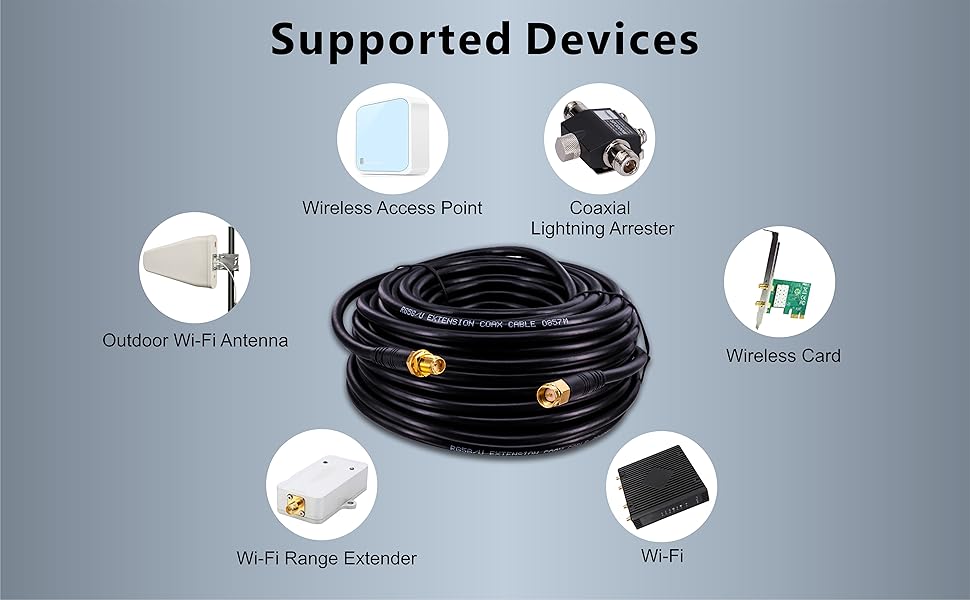 Boobrie Upgraded 20M WiFi Antenna Cable SMA Male to SMA Female RG58 Upgraded 128 Coaxial Cable 50 ohms SMA Extension Cable RG58 Pro Low Loss 4G Antenna Wifi Router Extension 3G 4G LTE WiFi Antenna Wireless LAN