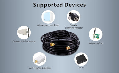 Boobrie Upgraded 20M WiFi Antenna Cable SMA Male to SMA Female RG58 Upgraded 128 Coaxial Cable 50 ohms SMA Extension Cable RG58 Pro Low Loss 4G Antenna Wifi Router Extension 3G 4G LTE WiFi Antenna Wireless LAN